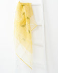 Primrose Turmeric Hand Painted Floral Print Shibori Large Square Silk Scarf