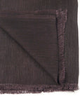 Resin Dark Brown Hand Woven Soft Linen Silk Scarf displayed with frayed edges on a white background.