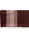 Rosa Plush Maroon Plush Merino Queen Bedspread / Large Throw displayed on a white background, showcasing its elegant herringbone weave.