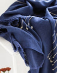 Rosewood Indigo Hand Knotted Stripes Handloom Merino Throw