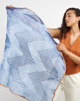 Samu Indigo Hand Printed Shibori Silk Chiffon Scarf