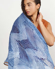 Samu Indigo Hand Printed Shibori Silk Chiffon Scarf