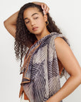 Samu Black Hand Crafted Shibori Print Silk Chiffon Sqaure Scarf