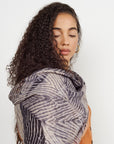 Samu Black Hand Crafted Shibori Print Silk Chiffon Sqaure Scarf