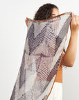 Samu Black Hand Crafted Shibori Print Silk Chiffon Sqaure Scarf