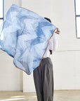 Samu Indigo Hand Printed Shibori Silk Chiffon Scarf