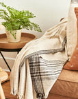 Seytu Off White Striped Gently Textured Handloom Throw