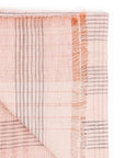 Silica Rose In Shades of Salmon Pink Gray Stripes Pattern Soft Handwoven Merino Throw close-up detail.