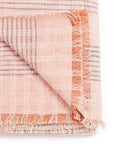 Silica Rose In Shades of Salmon Pink Gray Stripes Pattern Soft Handwoven Merino Throw close-up weave detail.
