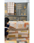 Ash Rug Geometric Pattern Handwoven in Jute