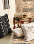 Kora White And Black Large Artisanal Handwoven Lumbar Pillow