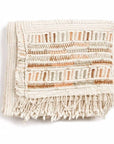 Unah Brown Fully Hand Embroidered Throw Handloom Organic Cotton Throw with colorful borders and fringe detailing.