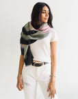Iris Kiwi Cashmere Merino Soft Handwoven Modern Artisanal Scarf