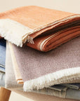 Chestnut Orange Cream Color Block Handwoven Merino Throw