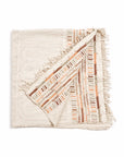 Unah Coral Hand Embroidered Handwoven Cotton Artisan Throw featuring intricate handwork and colorful borders.
