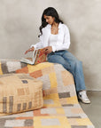 Shale Geometric Pattern Plush New Zealand Merino Hand-Knotted Rug In Warm Hues