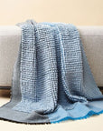 Macaroon Sky Blue Plush Textured Merino Handloom Throw
