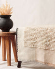 Butterscotch White Handloom Textured Plush Merino Throw