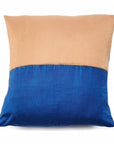 Aakar Indigo Gold Color Block Mulberry Silk Pillow
