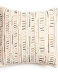 Dahli Coral Artisanal Hand Embroidered Pillow Cover showcasing intricate hand-stitched patterns in earthy tones.