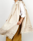 Unah Brown Fully Hand Embroidered Throw Handloom Organic Cotton Throw