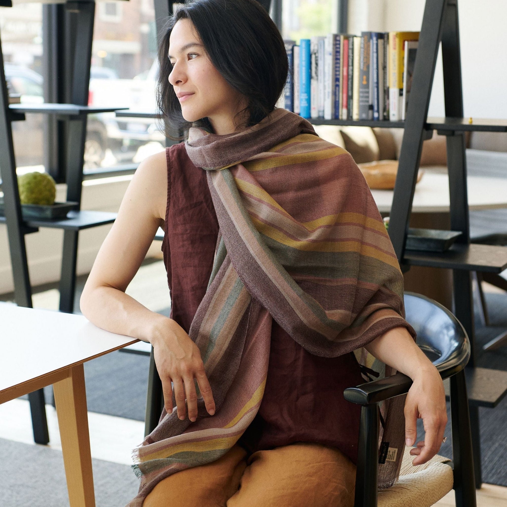 Timeless Brown Scarves In Linen , Merino and Cashmere