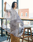 Chiffon Square Scarf Samu Black Hand Crafted  Shibori Print Silk