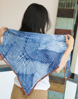 Samu Indigo Hand Printed Shibori Silk Chiffon Scarf
