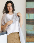 Pebble Light Gray Hand Woven Soft Linen Scarf