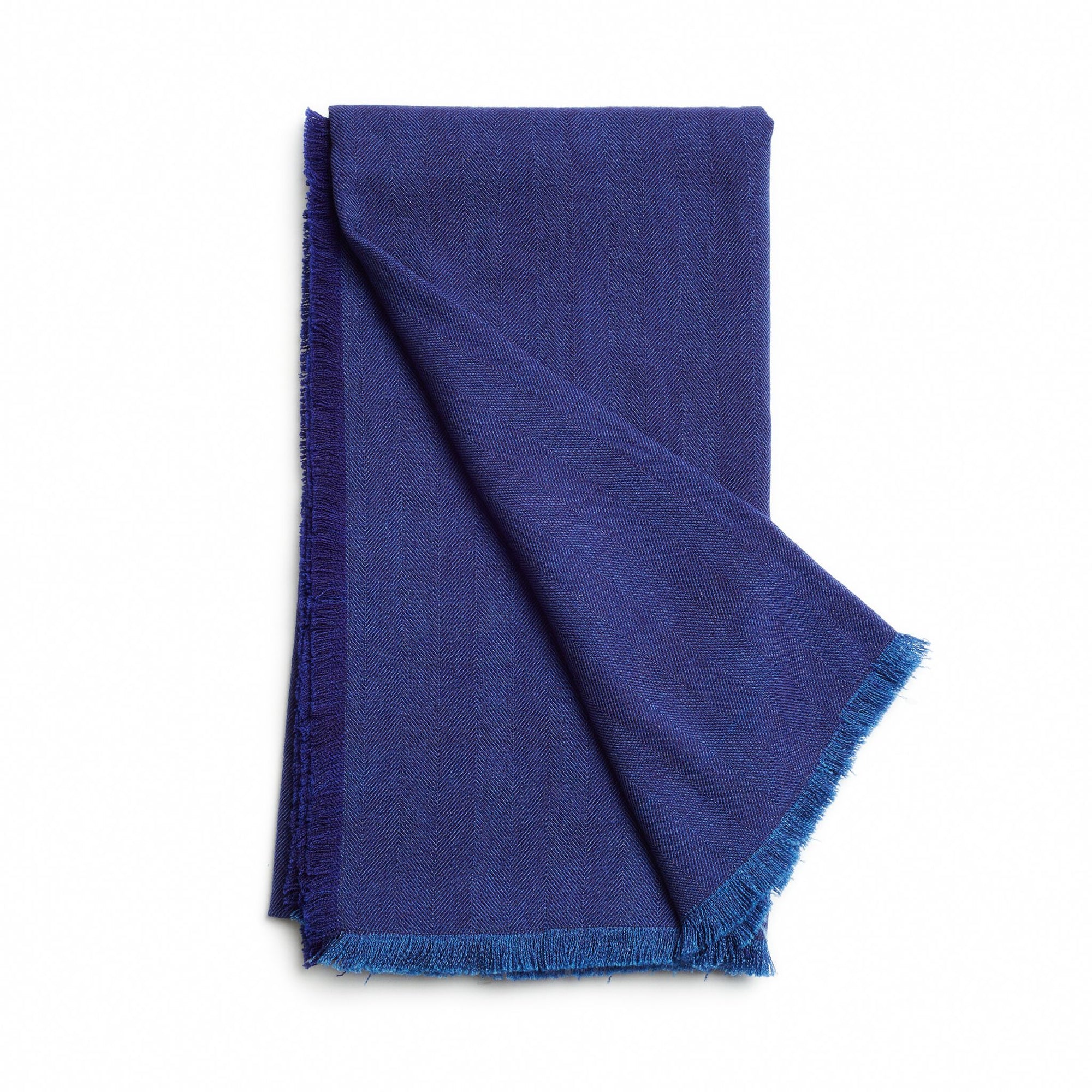 Product  Shot of Cobalt Blue Herringbone Plush Soft Merino Handwoven Throw   By Variously  01