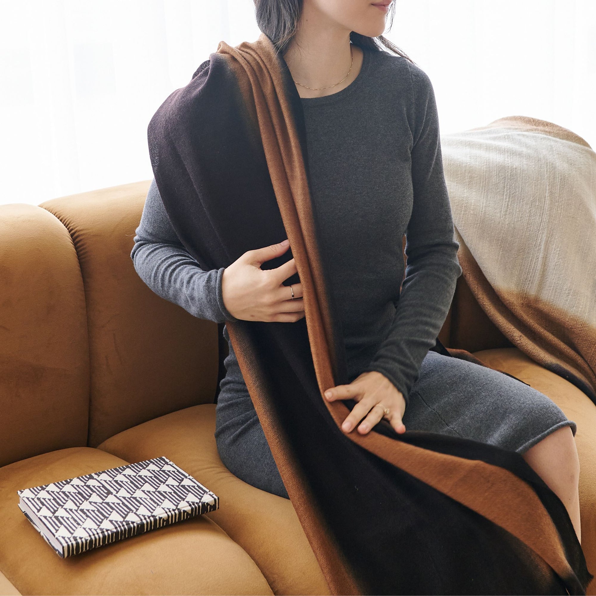 Iris Brown Cashmere Merino Handwoven Scarf