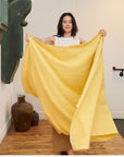 Dandelion Butter Yellow Plush Soft Twill Merino Handwoven Throw