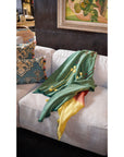 Handwoven Textured Avocado Green Merino Wool Throw Blanket