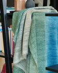 Lake Moss Handwoven Merino Throw Blanket in Serene Shades of Blue Green