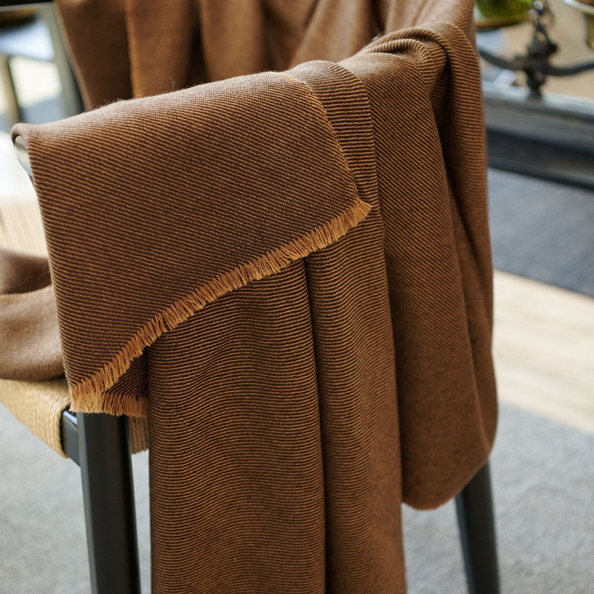 Hay Brown Plush Soft Twill Merino Handwoven Throw