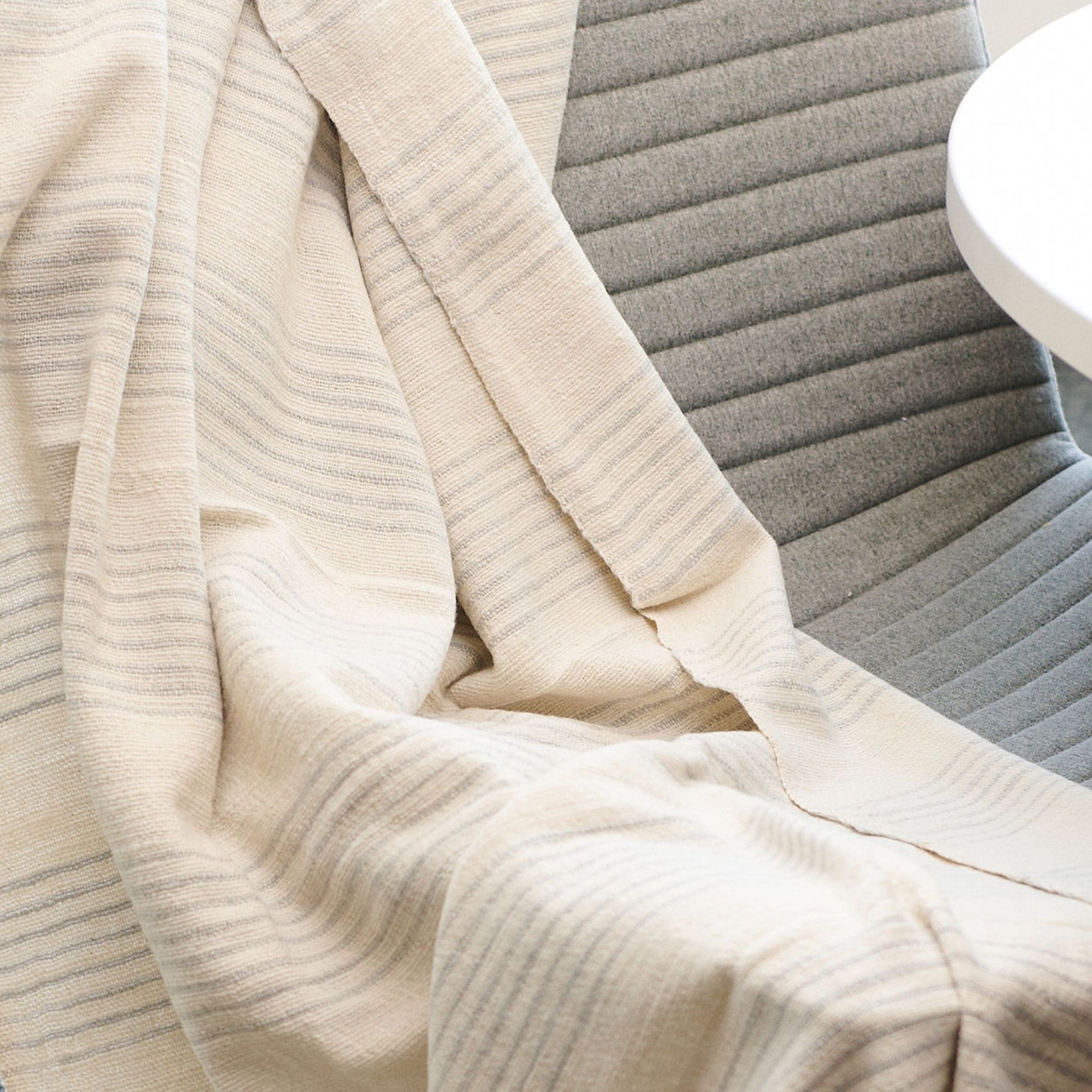 Silica Chalk Off White And Gray Stripes Handwoven Throw