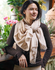 Oat Beige Neutral Hand Woven Soft Linen Silk Scarf