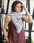 Pebble Light Gray Hand Woven Soft Linen Scarf
