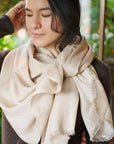 Oat Beige Neutral Hand Woven Soft Linen Silk Scarf