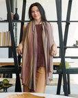 Barque Clay Modern Artisan Striped Soft Merino Handwoven Scarf