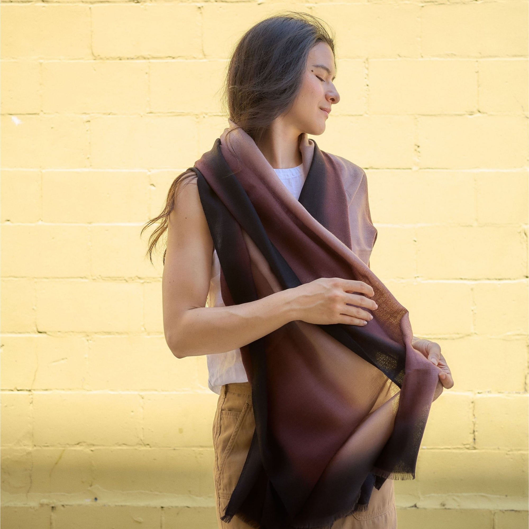 Iris Mink Cashmere Merino Handwoven Scarf