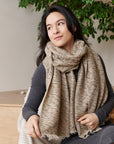 Forest Night Handwoven Neutral Cashmere Merino Scarf