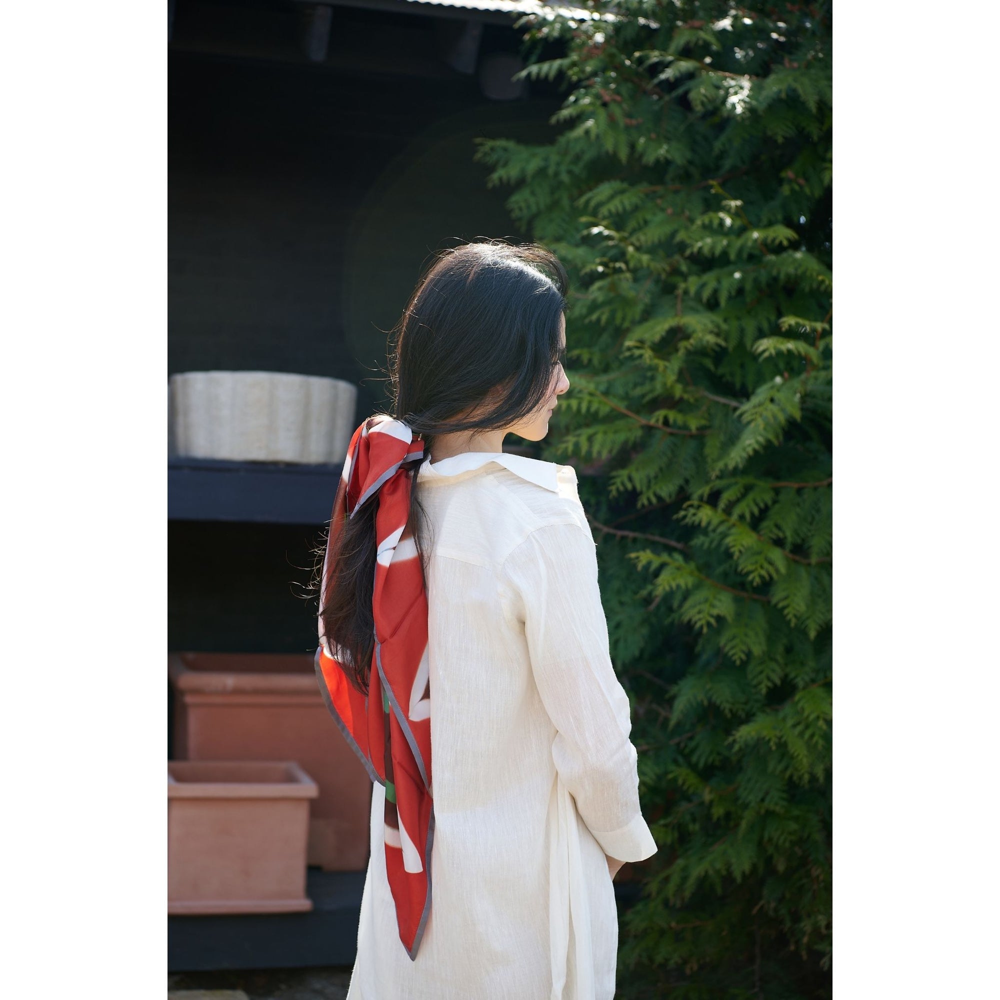 Fawn Square Silk Artisanal Scarf In Multicolor Hand Crafted Shibori Print