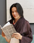 Resin Dark Brown  Hand Woven Soft Linen Silk Scarf