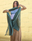 Moss Dark Green Soft Linen Silk Handwoven Artisanal Scarf