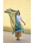 Moss Dark Green Soft Linen Silk Handwoven Artisanal Scarf