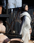 Granite Black White Ombre Linen Silk Handloom Scarf