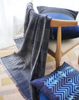 Alloy Dark Blue Stripes Pattern Soft Merino Linen Handloom Throw