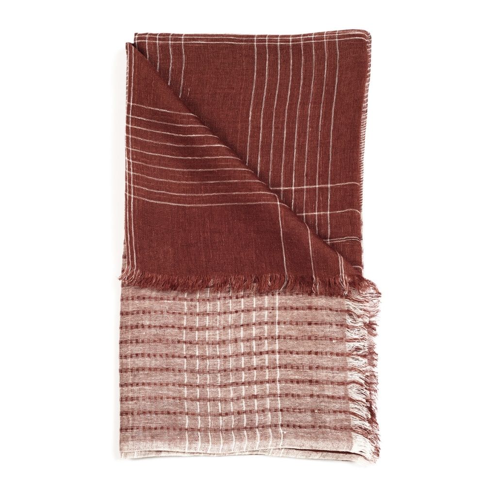 Auro White Handwoven Linen Scarf