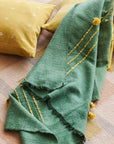 Avocado Multi Color Warm Hues Hand Woven Hand Knotted Textured Merino Throw